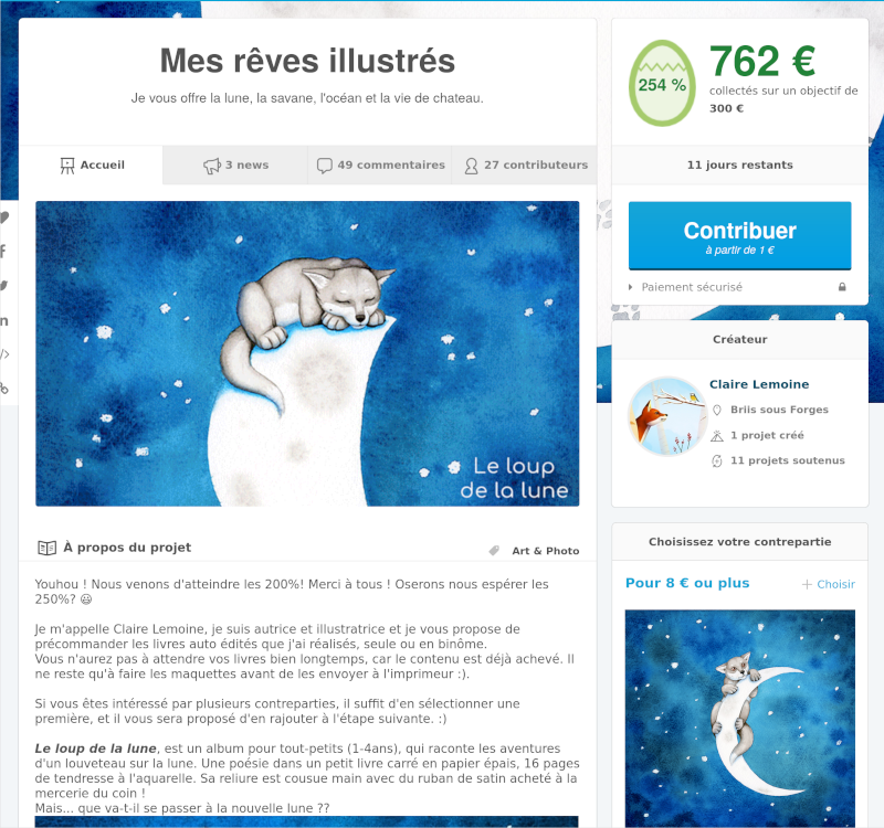 capture d'écran de la campagne "Mes rêves illustrés"